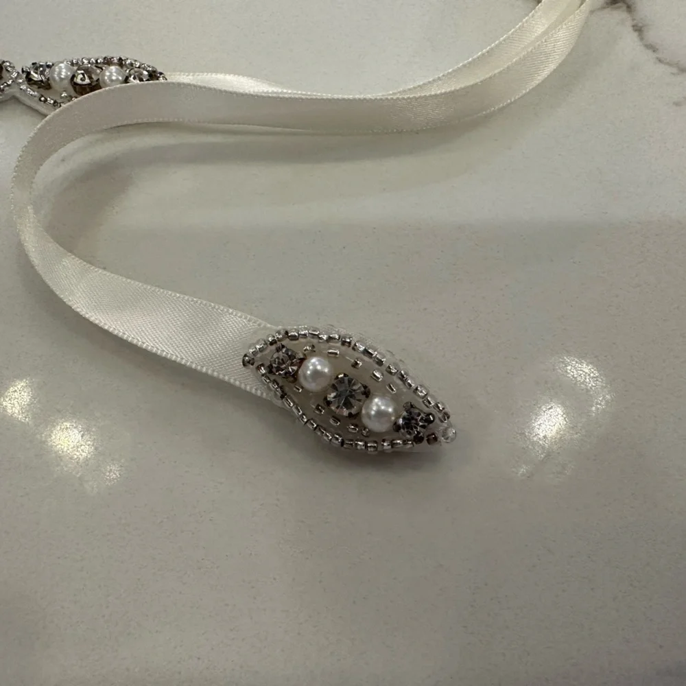 Untamed Petals Pearl Ivory belt/head piece bridal accessory ribbon accessories